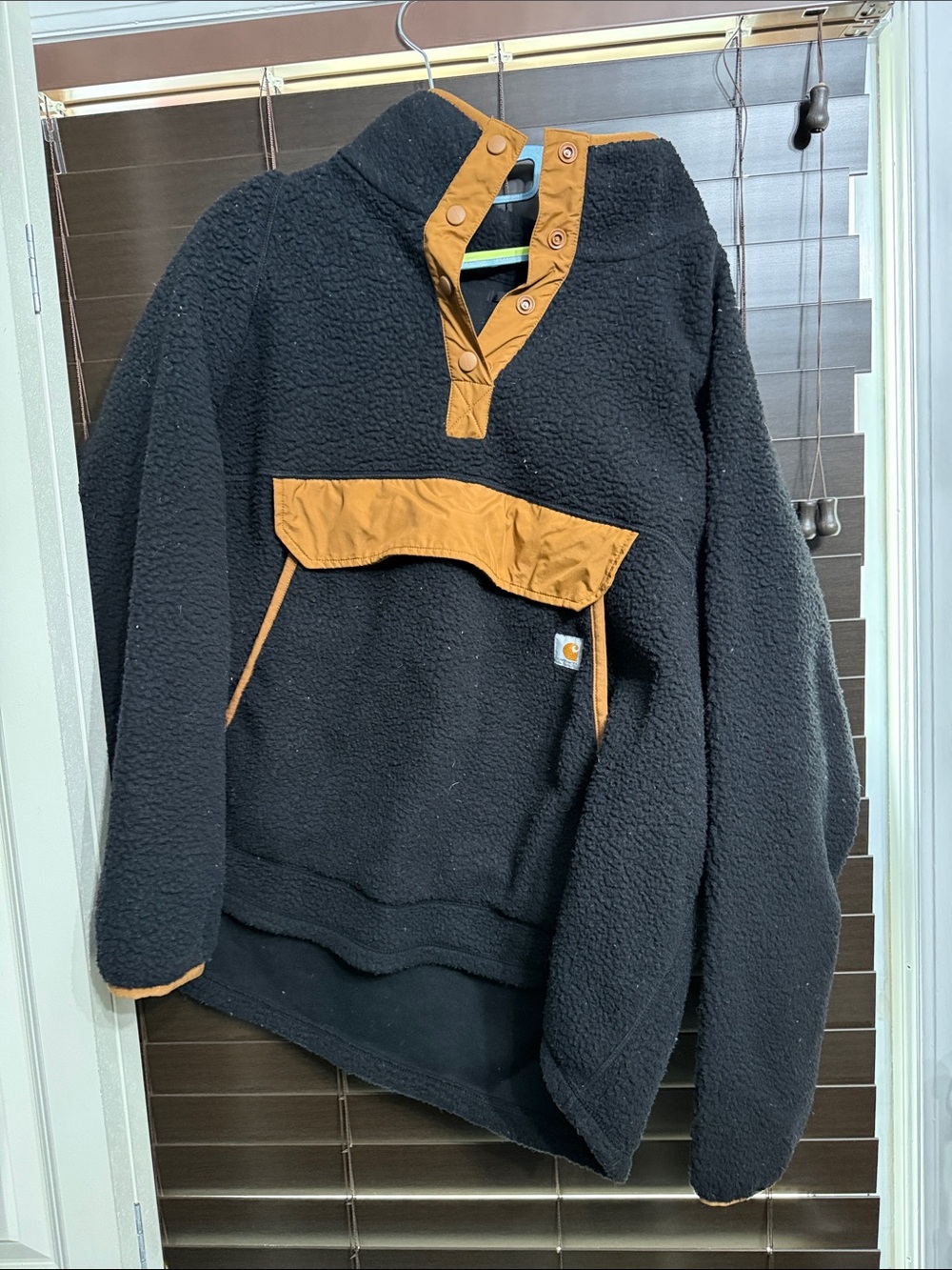 Carhartt Black Sherpa Pullover with Brown Trim